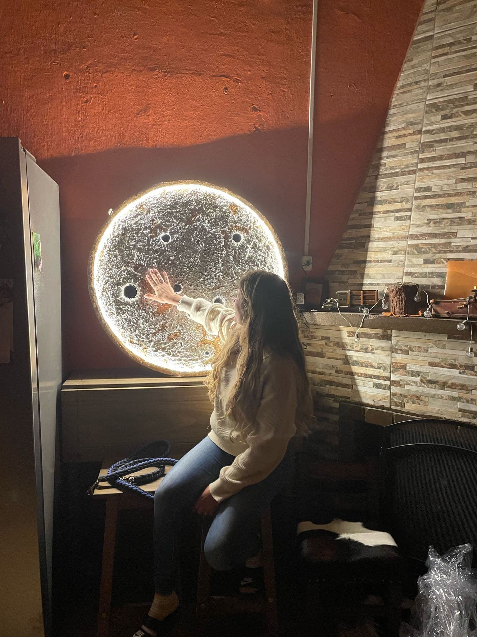 Lámpara Decorativa Luna 90 cm, cuadro de luna 3d con Luz y Texturizada