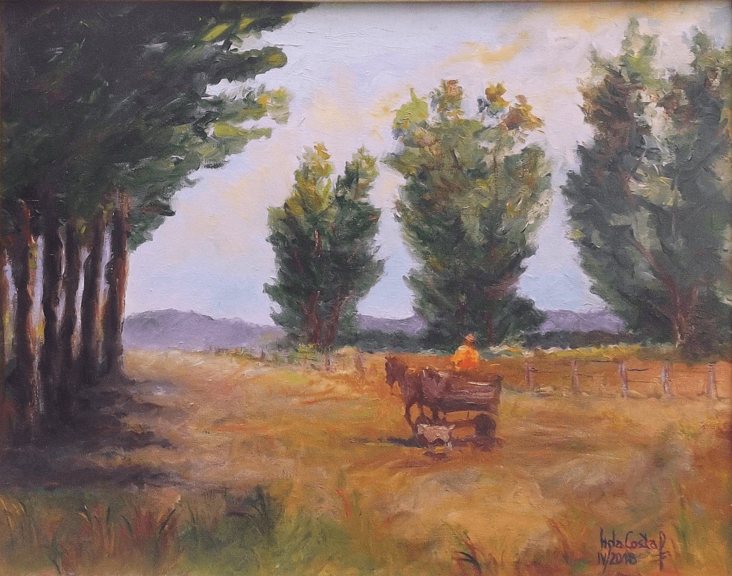 En el camino: carro con caballo