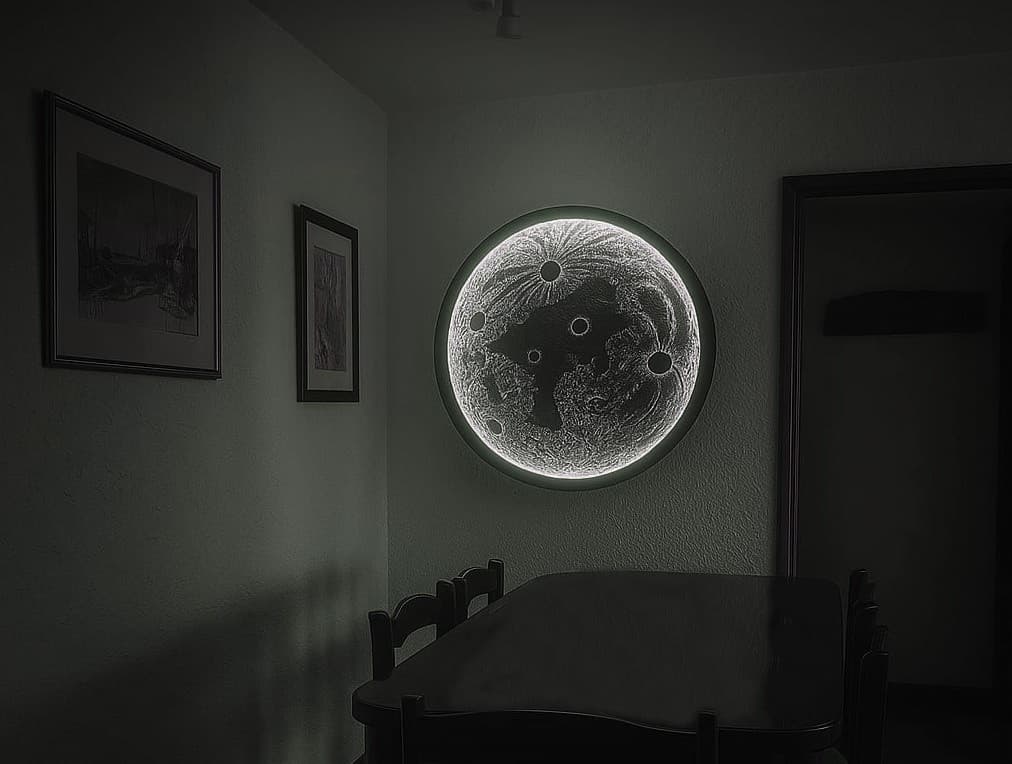 Lámpara Decorativa Luna 50 cm, cuadro de luna 3d con Luz y Texturizada