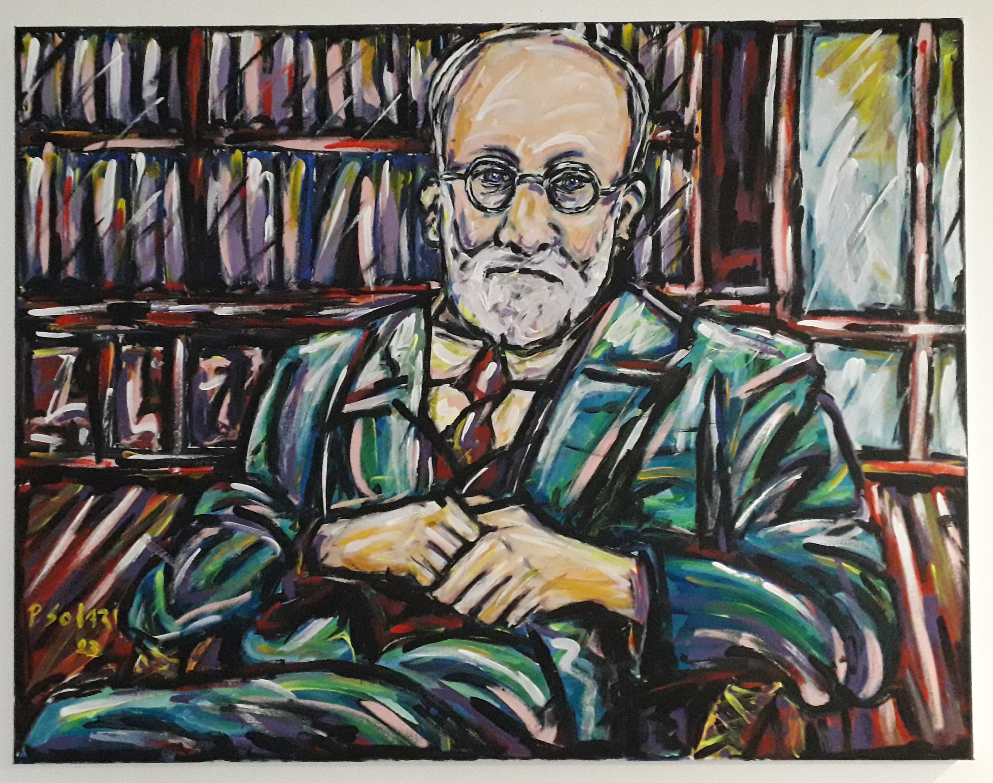Freud en su biblioteca.