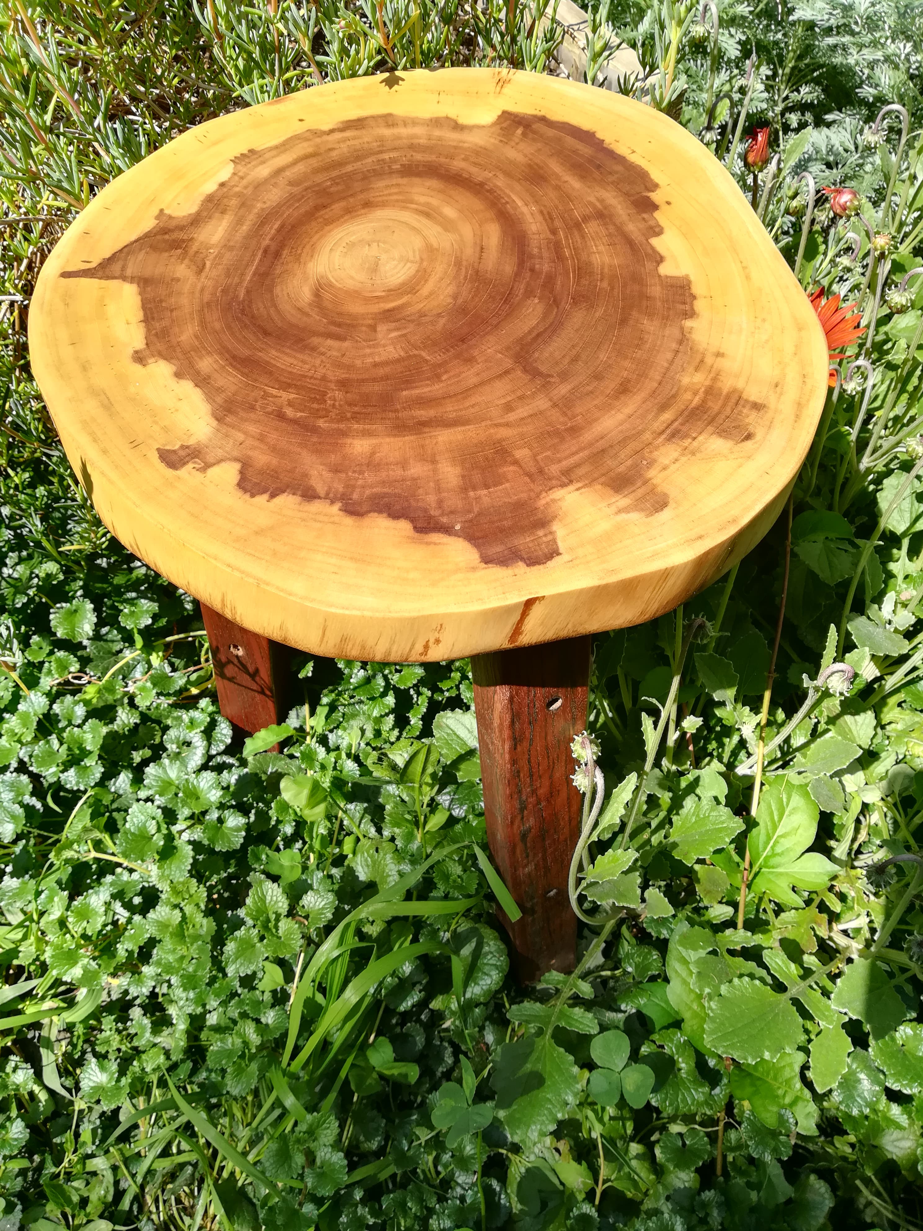 Mesita auxiliar en Olmo y maderas duras