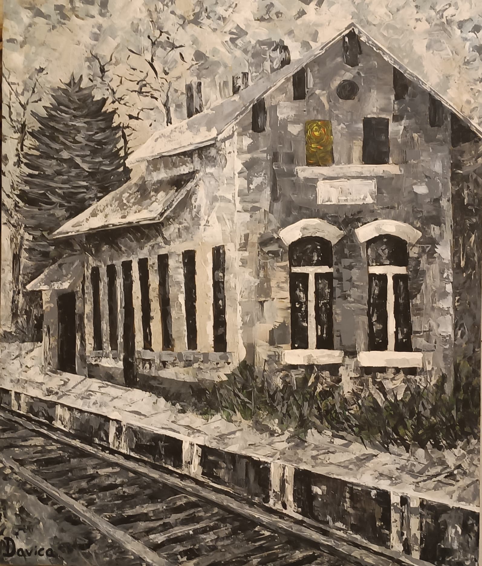 "Cazando Ninfas V" Acrílico sobre lienzo. Dimensiones 90 x 70 cm.