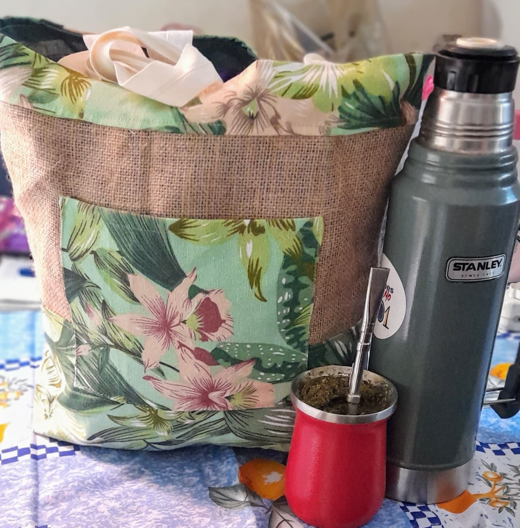 Bolso de arpillera y lona