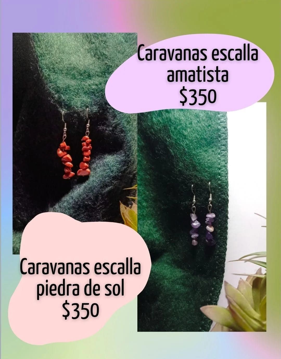 ✨Caravanas escalla piedras originales ✨
