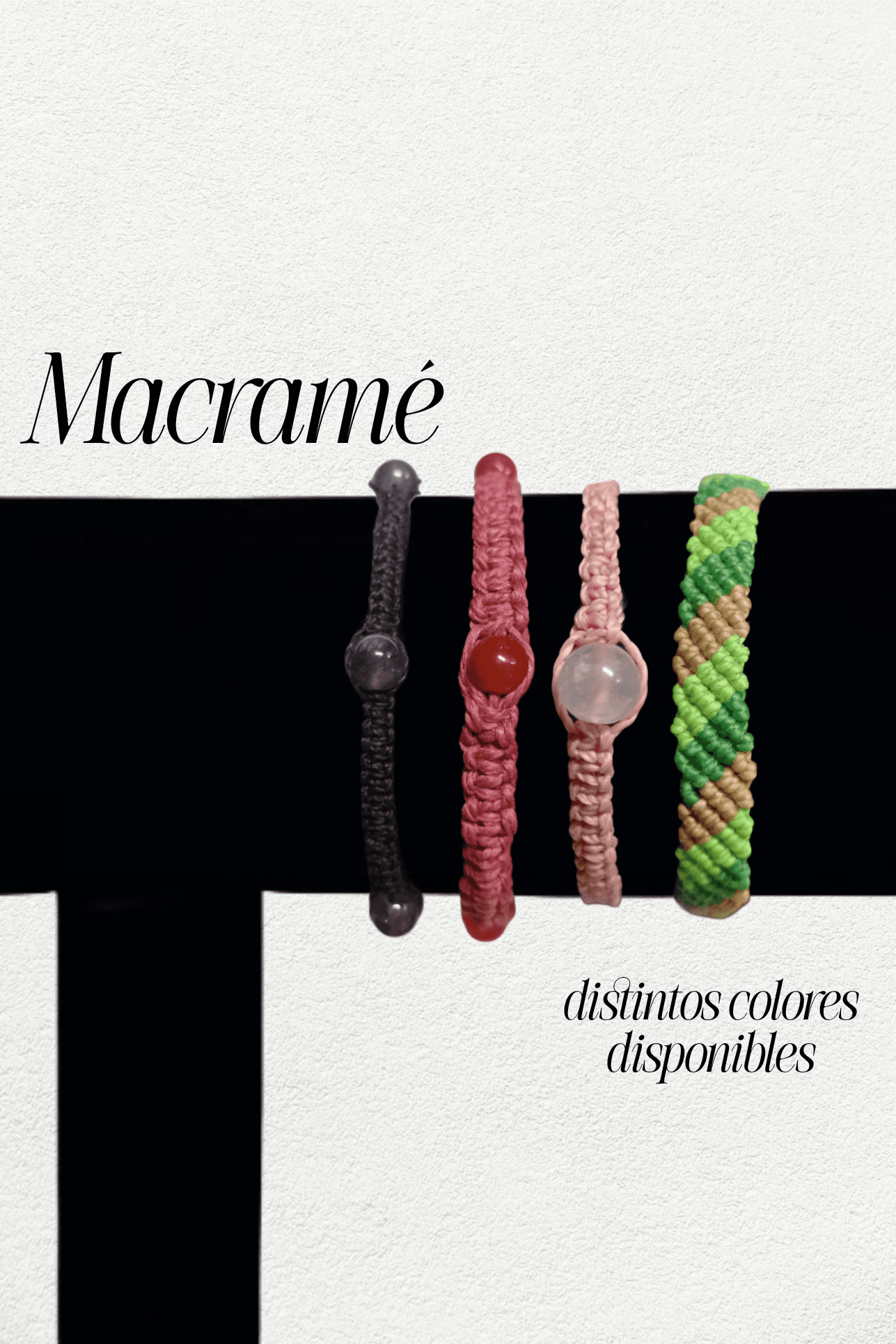 Pulsera con piedras naturales de hilo macrame