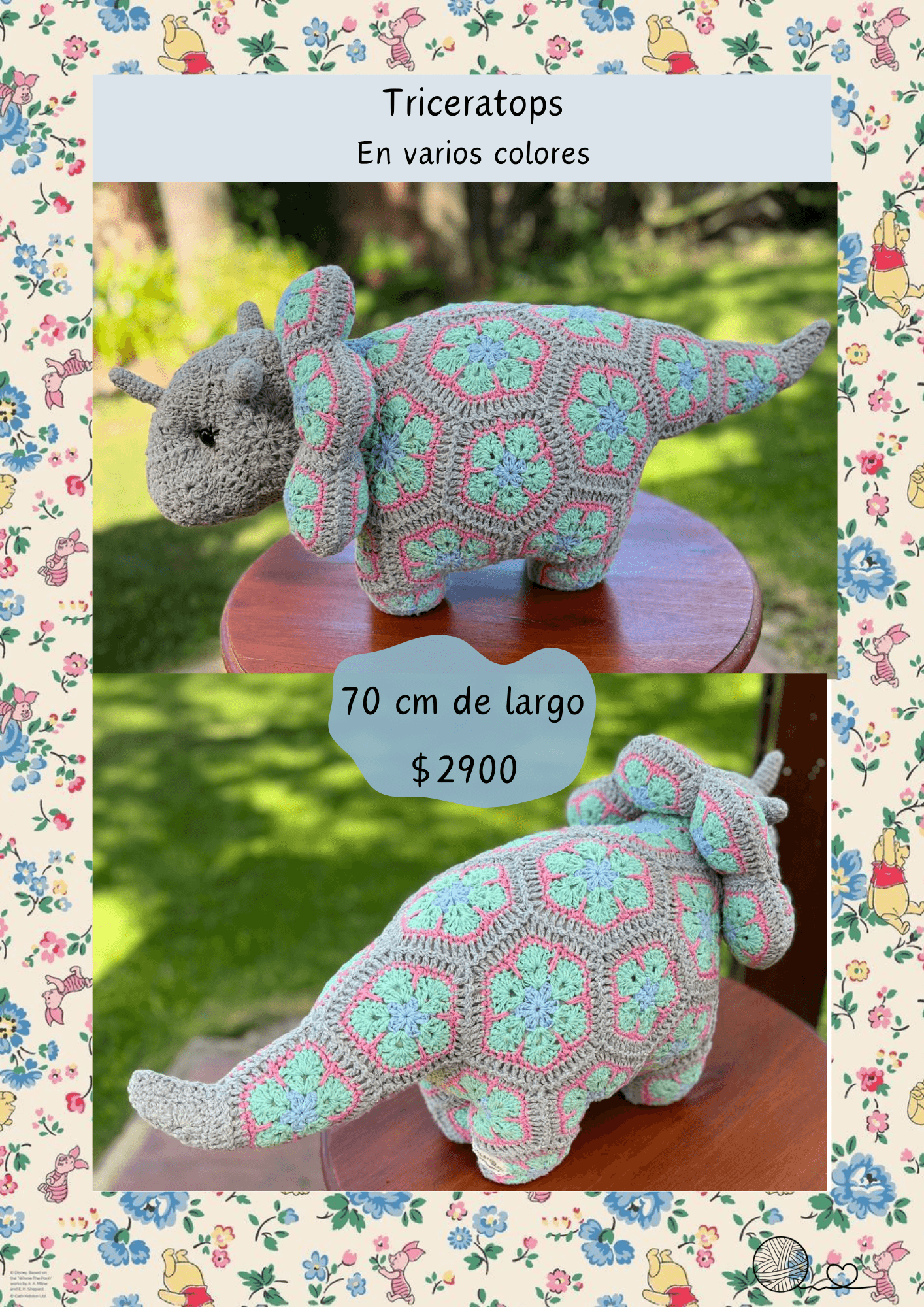 Dinosaurio crochet (triceratops)