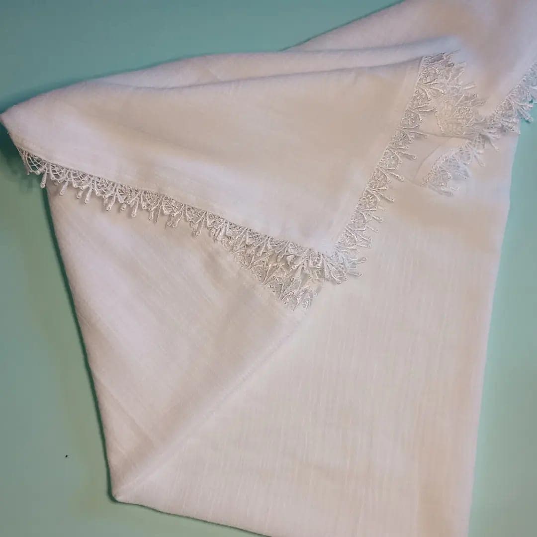 Sábanas de Muselina Blanca con Puntilla y Corazones para Bebé