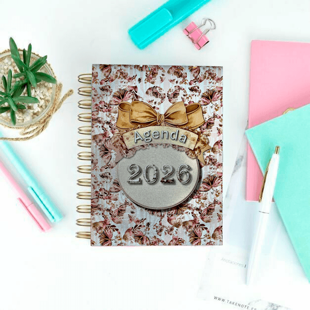 Agenda Shabby Chic 2026 semana vista tamaño A5