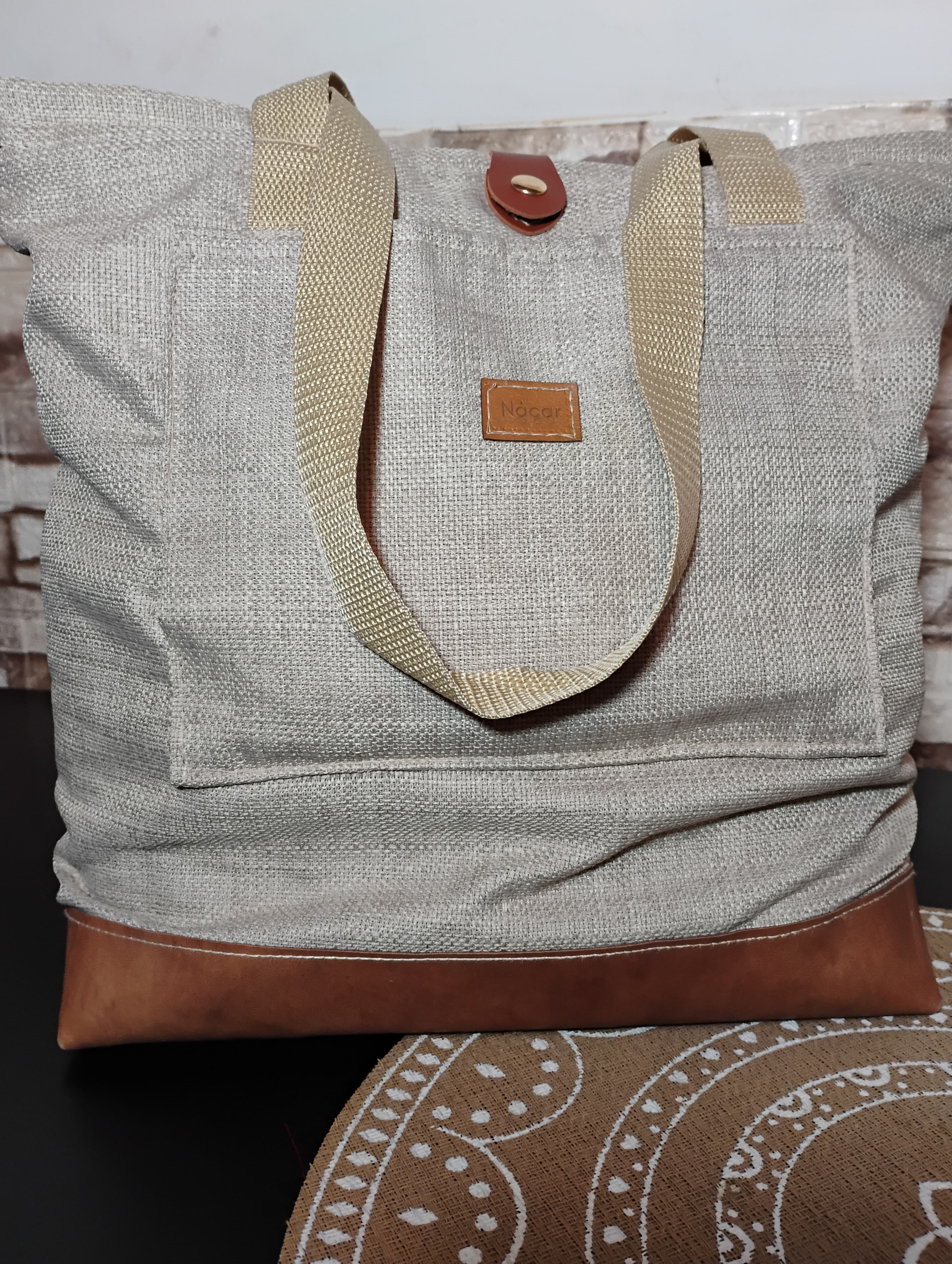 Bolso en tela rústica de algodón