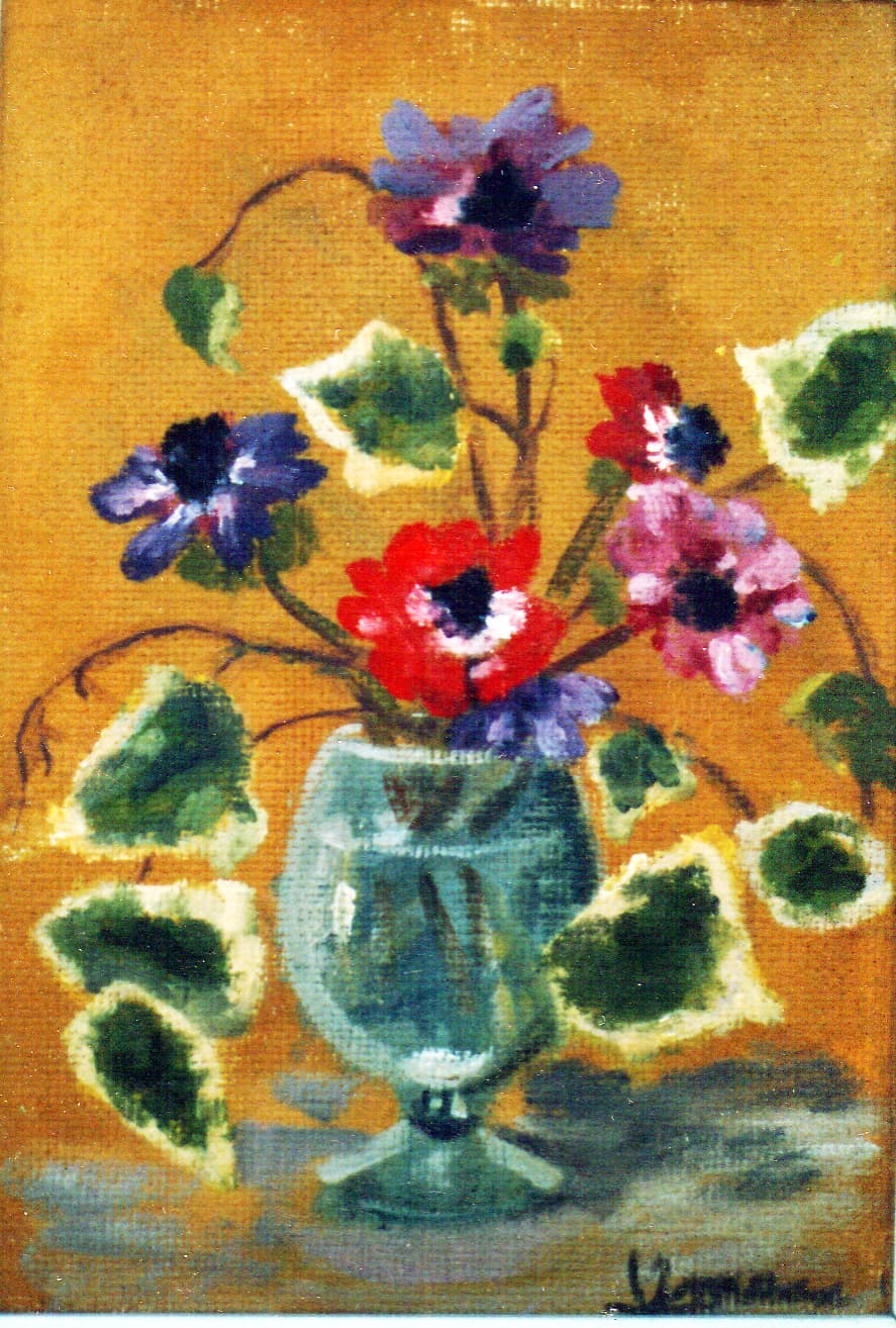 Natraleza muerta. Oleo sobre cartón. Mi primer pintura